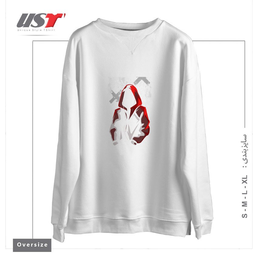 طرح RAPER سوییشرت اورسایزرنگ سفید