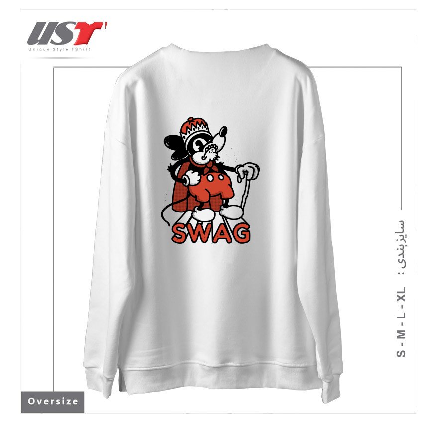 طرح RAT SWAG سوییشرت اورسایزرنگ سفید