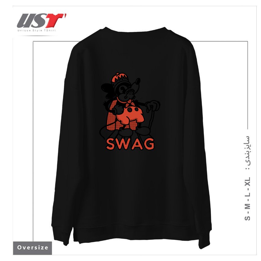طرح RAT SWAG سوییشرت اورسایزرنگ مشکی