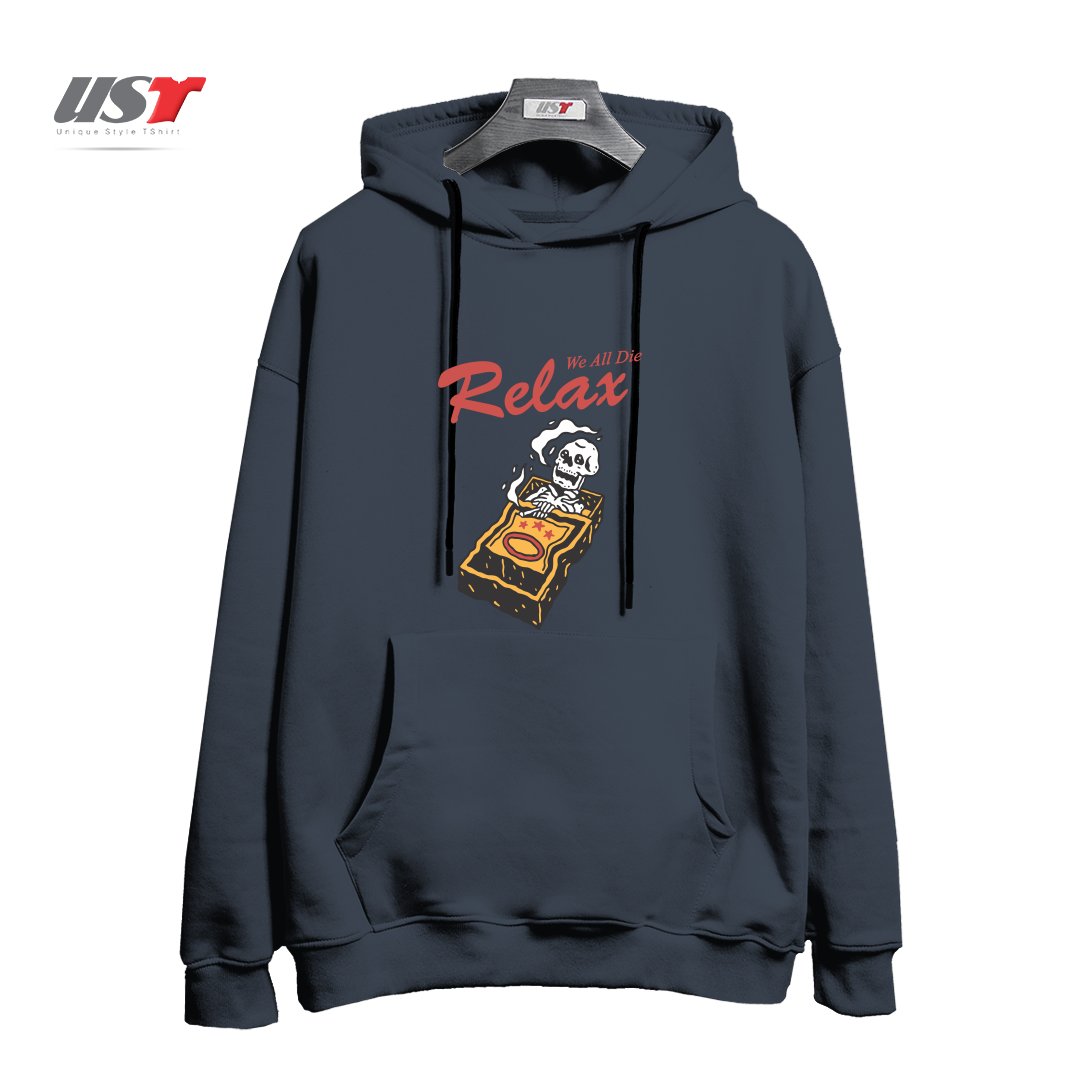 طرح RELAX WE ALL DIE هودی اورسایزرنگ دودی