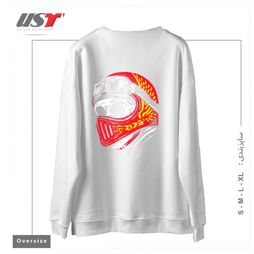 طرح RIDE SKULL سوییشرت اورسایزرنگ سفید